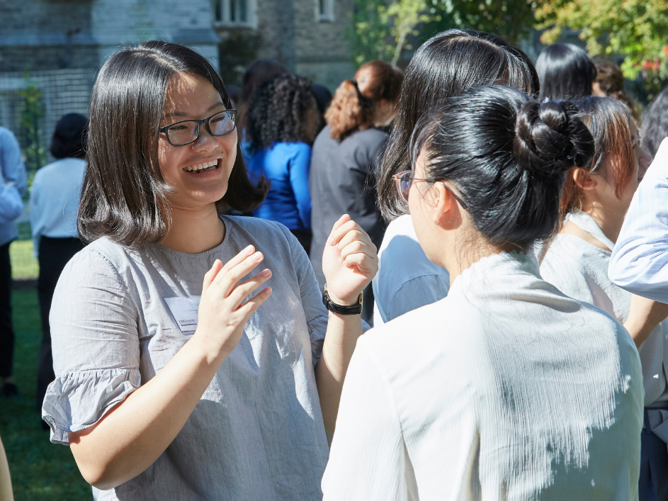 Master of Finance students networking at a DeGroote School of Business event